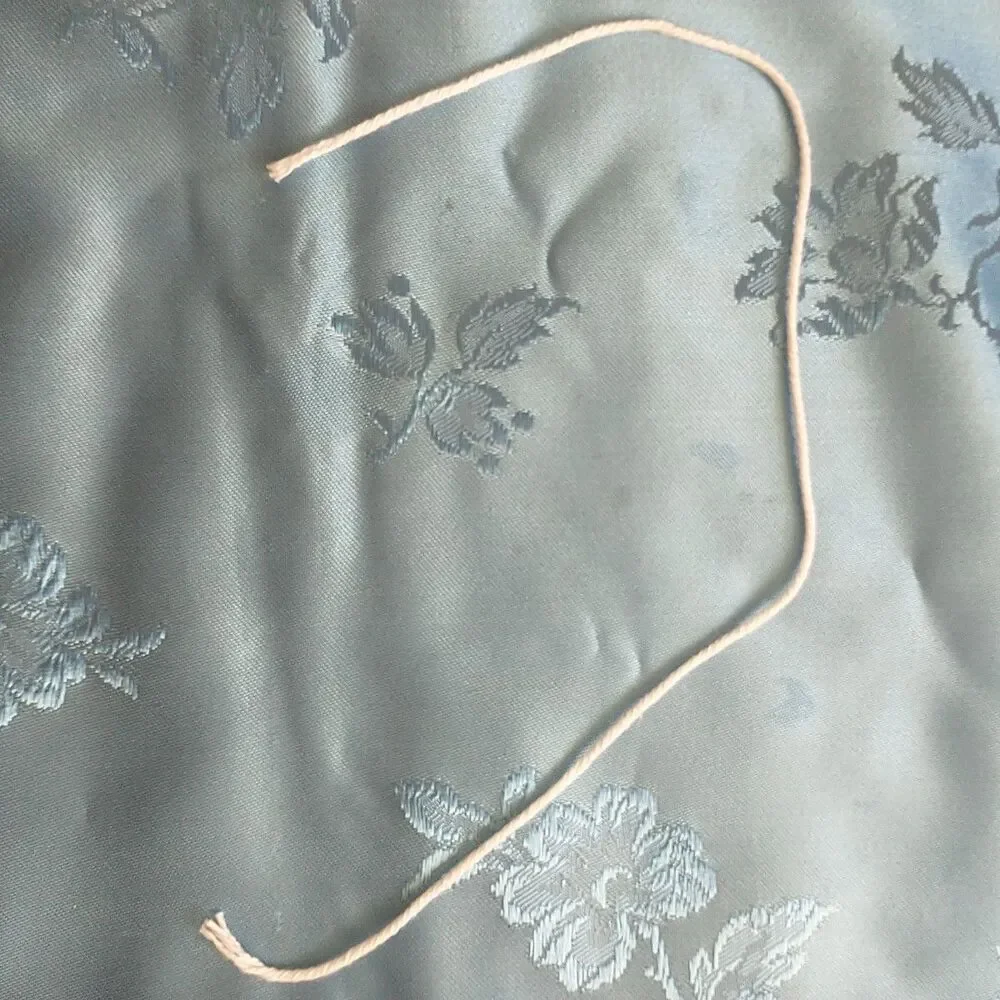 Vtg Italian Bedspread Coverlet Blue Satin Damask Roses TasselS 95x95*READ